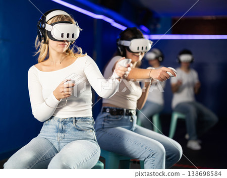Two girls playing against boys Two girls playing against boys 138698584