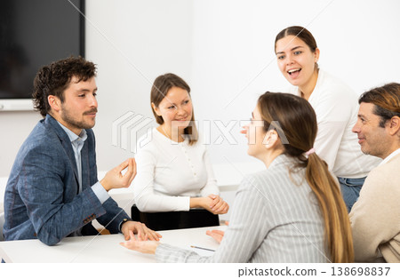 Male and female students learning course subject together 138698837