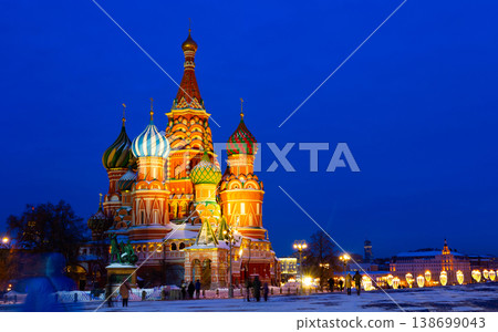 Night view of Saint Basils Cathedral on Red Square in Moscow Night view of Saint Basils Cathedral on Red Square in Moscow 138699043
