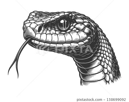Snake Head With Fangs engraving raster 138699092