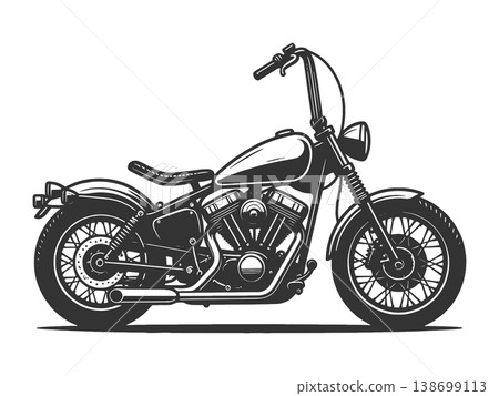 Chopper Motorcycle engraving raster illustration 138699113