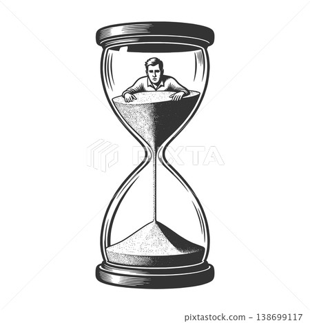 Man Trapped Inside Hourglass Time Concept vector Man Trapped Inside Hourglass Time Concept vector 138699117
