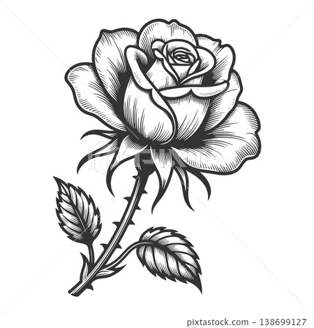 Rose Flower engraving sketch raster illustration Rose Flower engraving sketch raster illustration 138699127