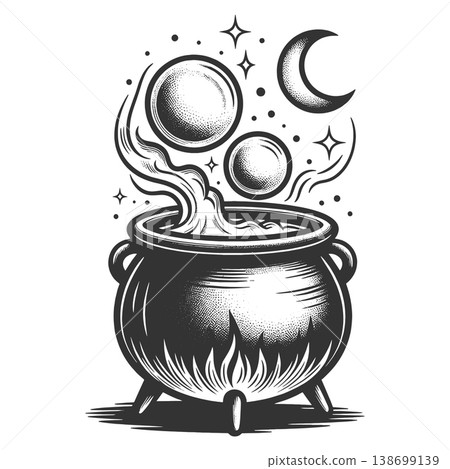 Witch Cauldron With Moon Magical Potion raster Witch Cauldron With Moon Magical Potion raster 138699139