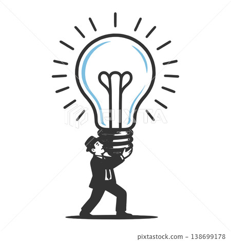 Businessman with Giant Light Bulb Idea vector 138699178