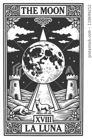 The Moon Tarot Card Mystical Night raster The Moon Tarot Card Mystical Night raster 138699252