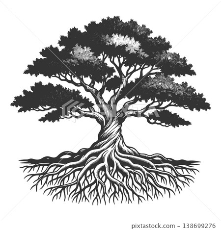 Tree of Life with Exposed Roots vector Tree of Life with Exposed Roots vector 138699276