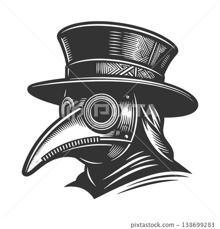 Plague Doctor Mask With Top Hat Illustration 138699283