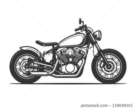 Chopper Motorcycle engraving vector illustration Chopper Motorcycle engraving vector illustration 138699301