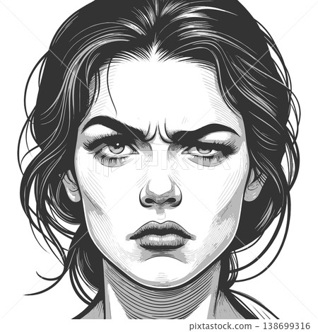 Intense Female Portrait With Strong Expression 138699316