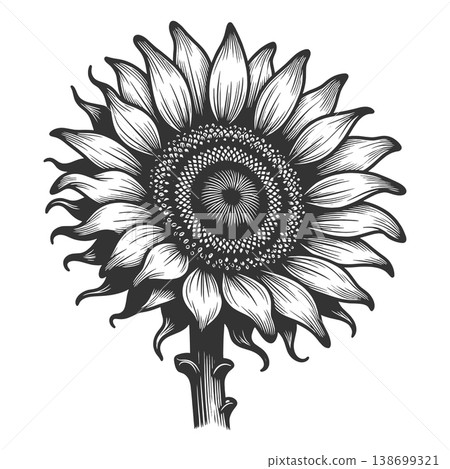 Sunflower Botanical engraving sketch raster Sunflower Botanical engraving sketch raster 138699321