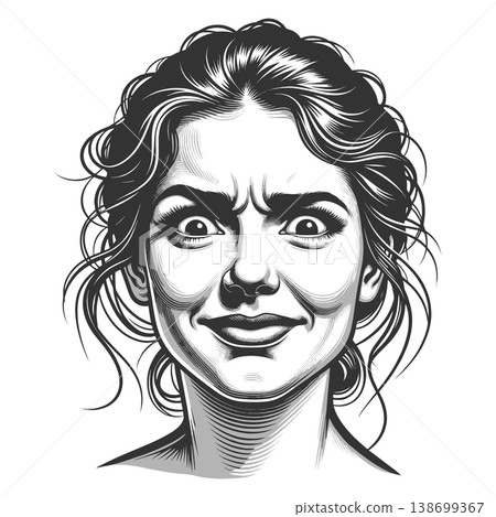 Surprised Woman Face with Raised Eyebrows vector 138699367
