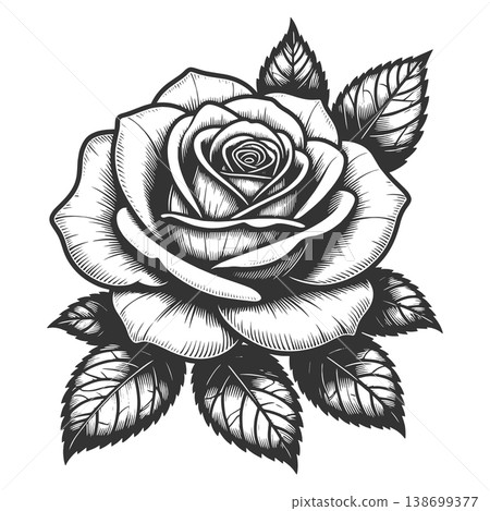 Rose Flower engraving sketch vector illustration Rose Flower engraving sketch vector illustration 138699377