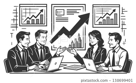 Business Team Meeting With Growth Chart Business Team Meeting With Growth Chart 138699401