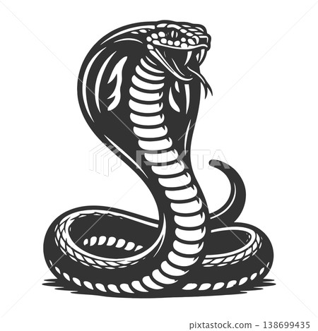 Cobra Snake With Hood Raised raster illustration 138699435
