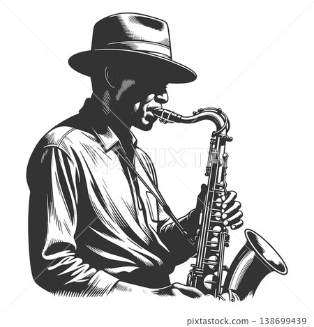 Jazz Saxophonist Playing Music vector illustration Jazz Saxophonist Playing Music vector illustration 138699439
