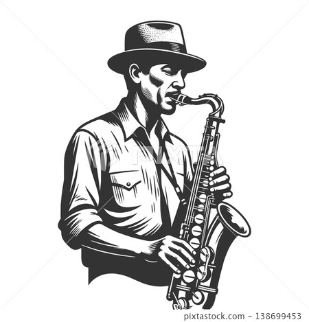 Jazz Saxophonist Playing Music vector illustration Jazz Saxophonist Playing Music vector illustration 138699453