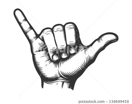 Shaka Hand Gesture Surf Culture Symbol 138699458