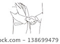 商人握手的線條畫插圖 138699479