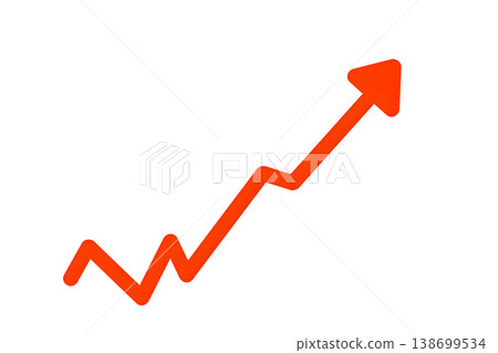 一張帶有紅色箭頭的圖表，顯示向上增長。 138699534
