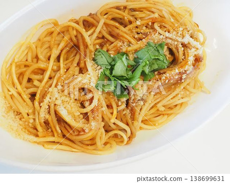 Tomato spaghetti, home-cooked meal by my wife, dinner enjoyed at home, happy family 138699631