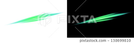 Transparent and black backgrounds with diagonal green streaks of light. 138699810