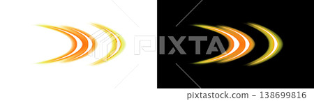 Motion effect of an orange light arc on a transparent and black background 138699816