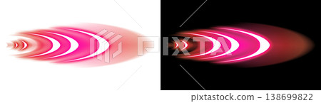 Set of pink light ripples and speed lines on a transparent or black background. Set of pink light ripples and speed lines on a transparent or black background. 138699822