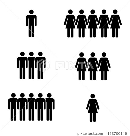Man and woman icon set. male and female symbol on white background Man and woman icon set. male and female symbol on white background 138700146