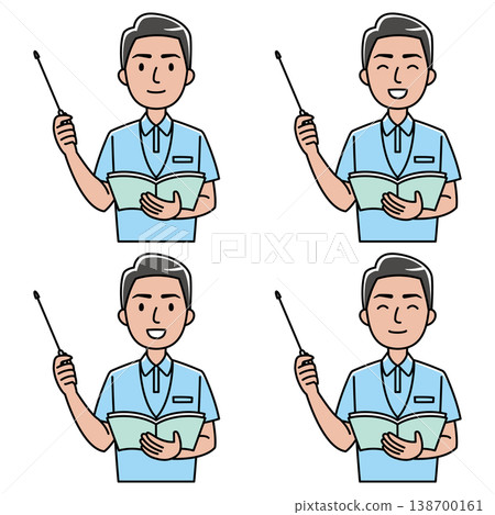 一名外國男子(身穿polo衫)用指示棒進行講解。 一名外國男子(身穿polo衫)用指示棒進行講解。 138700161