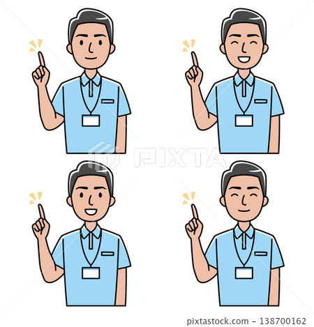 一名外國男子（身穿polo衫）舉起食指。 138700162