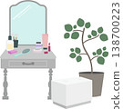 A space with cosmetics and a dressing table: Simple interior illustration for women 138700223