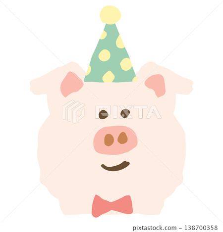 蓬鬆粉彩生日主題 | 小豬圖示 - 適用於幼兒園和學前班 138700358