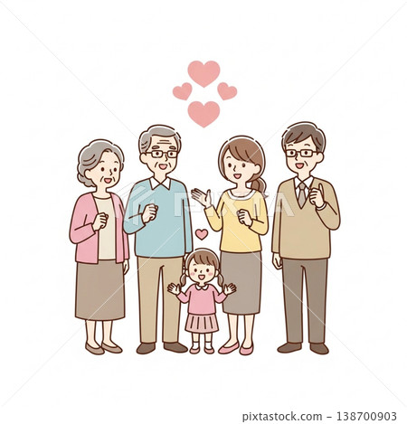 三代同堂家庭插圖(笑容燦爛,風格簡約,溫馨可愛) 三代同堂家庭插圖(笑容燦爛,風格簡約,溫馨可愛) 138700903