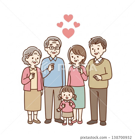 三代同堂家庭插圖(笑容燦爛,風格簡約,溫馨可愛) 三代同堂家庭插圖(笑容燦爛,風格簡約,溫馨可愛) 138700932