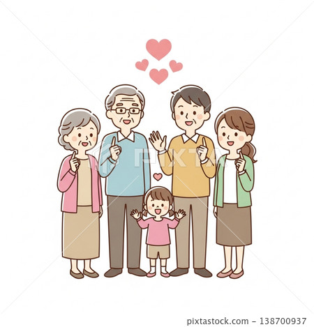 三代同堂家庭插圖(笑容燦爛,風格簡約,溫馨可愛) 三代同堂家庭插圖(笑容燦爛,風格簡約,溫馨可愛) 138700937