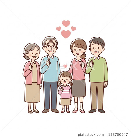 三代同堂家庭插圖(笑容燦爛,風格簡約,溫馨可愛) 三代同堂家庭插圖(笑容燦爛,風格簡約,溫馨可愛) 138700947