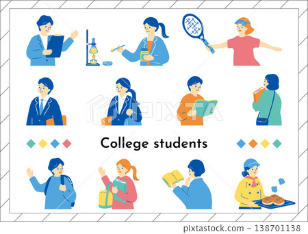 College student illustration set 138701138