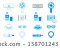 Icon set for heatstroke prevention: Vector materials including line art and colored illustrations for heatstroke prevention, salt replenishment, and awareness campaigns. 138701243