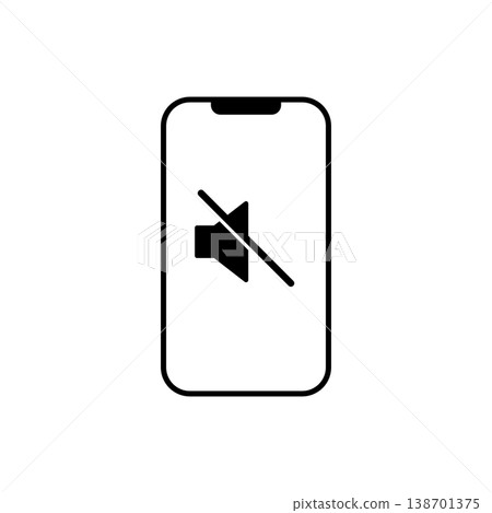 Smartphone mute, silent mode, simple icon Smartphone mute, silent mode, simple icon 138701375