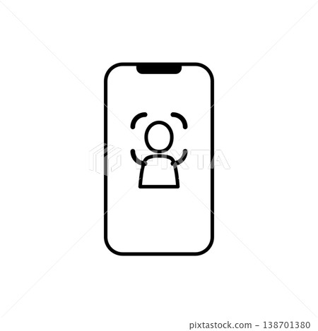 Smartphone facial recognition (Face ID), biometric authentication, security, simple icon. Smartphone facial recognition (Face ID), biometric authentication, security, simple icon. 138701380