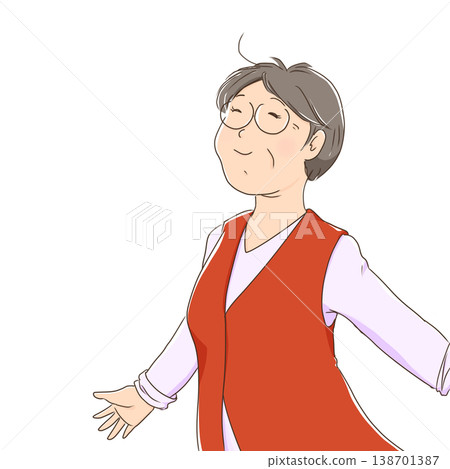 A middle-aged woman being blown by the wind A middle-aged woman being blown by the wind 138701387
