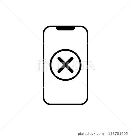 智慧型手機錯誤、X標記、故障、警告、簡易圖標 138701405