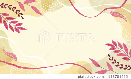 Watercolor background frame of autumn plants and leaves; a decorative frame with a nostalgic feel. Watercolor background frame of autumn plants and leaves; a decorative frame with a nostalgic feel. 138701433