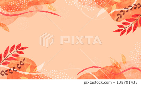 Watercolor background frame of autumn plants and leaves; a decorative frame with a nostalgic feel. 138701435