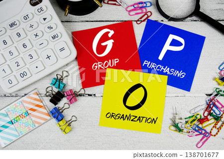 GPO Group Purchasing Organization text phrase of business and financial concept GPO Group Purchasing Organization text phrase of business and financial concept 138701677