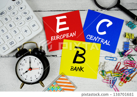 ECB European Central Bank text phrase of business and financial concept ECB European Central Bank text phrase of business and financial concept 138701681