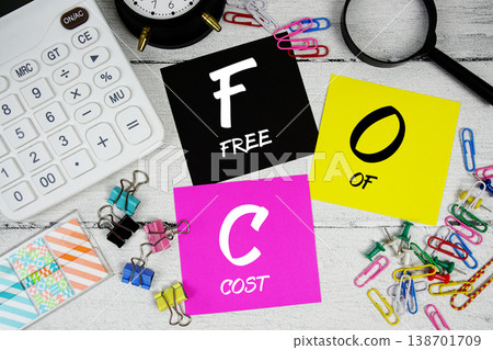 FOC Free Of Cost text phrase of business and financial concept FOC Free Of Cost text phrase of business and financial concept 138701709