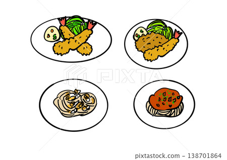 Mixed fried food, fried shrimp, meat sauce, vongole - I love them! 138701864