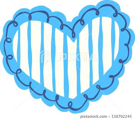 Blue Striped Heart Frame with Scalloped Border Whimsical Hand Drawn Blue Striped Heart Frame with Scalloped Border Whimsical Hand Drawn 138702245